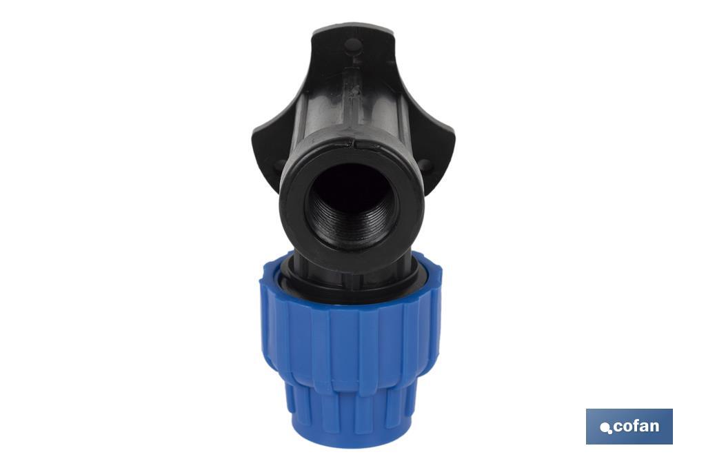 90° PP wall plate elbow with female thread PN16 | Available in different sizes - Cofan