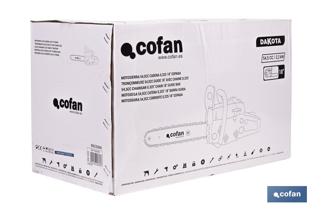 Chain Saw, Dakota Model | 54cc. Engine | Chain 0.325 | 18" Guide - Cofan