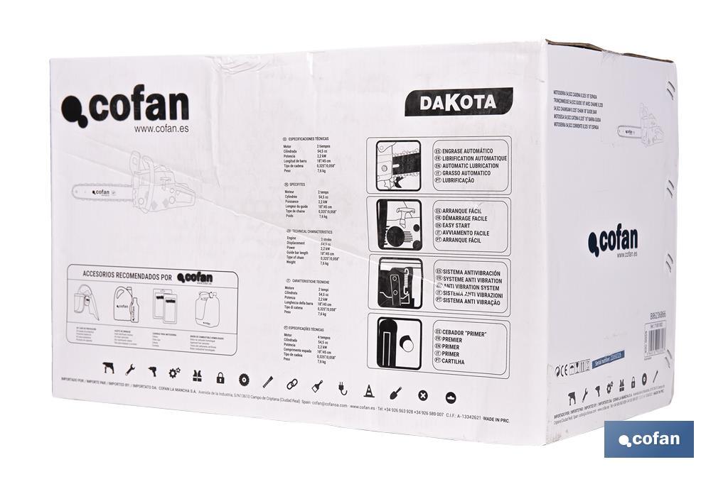 Chain Saw, Dakota Model | 54cc. Engine | Chain 0.325 | 18" Guide - Cofan