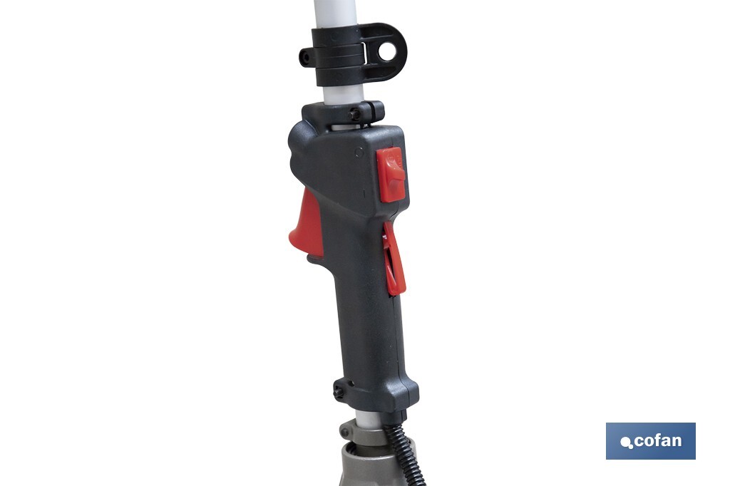 Multiherramienta 4 en 1 de gasolina | Cortabordes, desbrozadora, cortasetos y podador en altura | Motor de 2 tiempos | 51,7 cc | Incluye arnés doble | Accesorios incluidos - Cofan