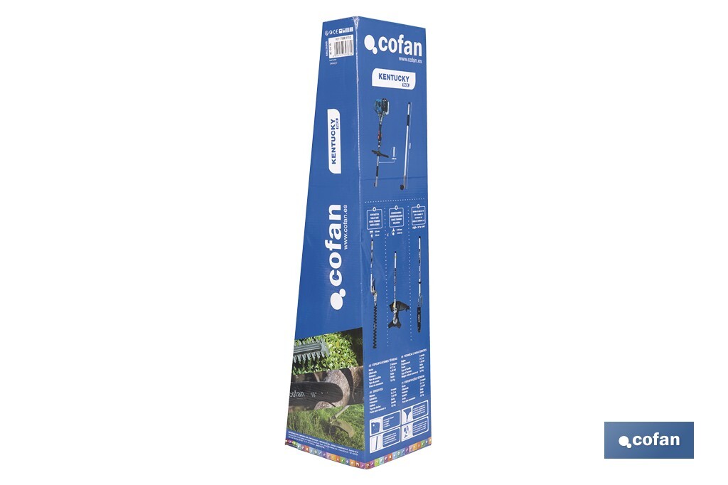 Multiherramienta 4 en 1 de gasolina | Cortabordes, desbrozadora, cortasetos y podador en altura | Motor de 2 tiempos | 51,7 cc | Incluye arnés doble | Accesorios incluidos - Cofan