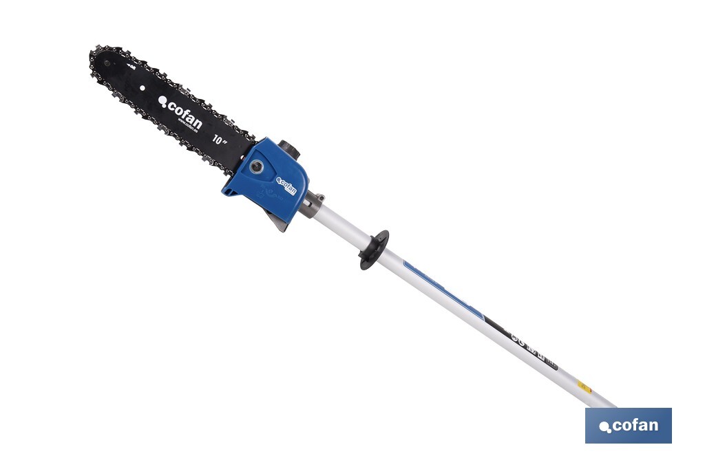 Multiherramienta 4 en 1 de gasolina | Cortabordes, desbrozadora, cortasetos y podador en altura | Motor de 2 tiempos | 51,7 cc | Incluye arnés doble | Accesorios incluidos - Cofan