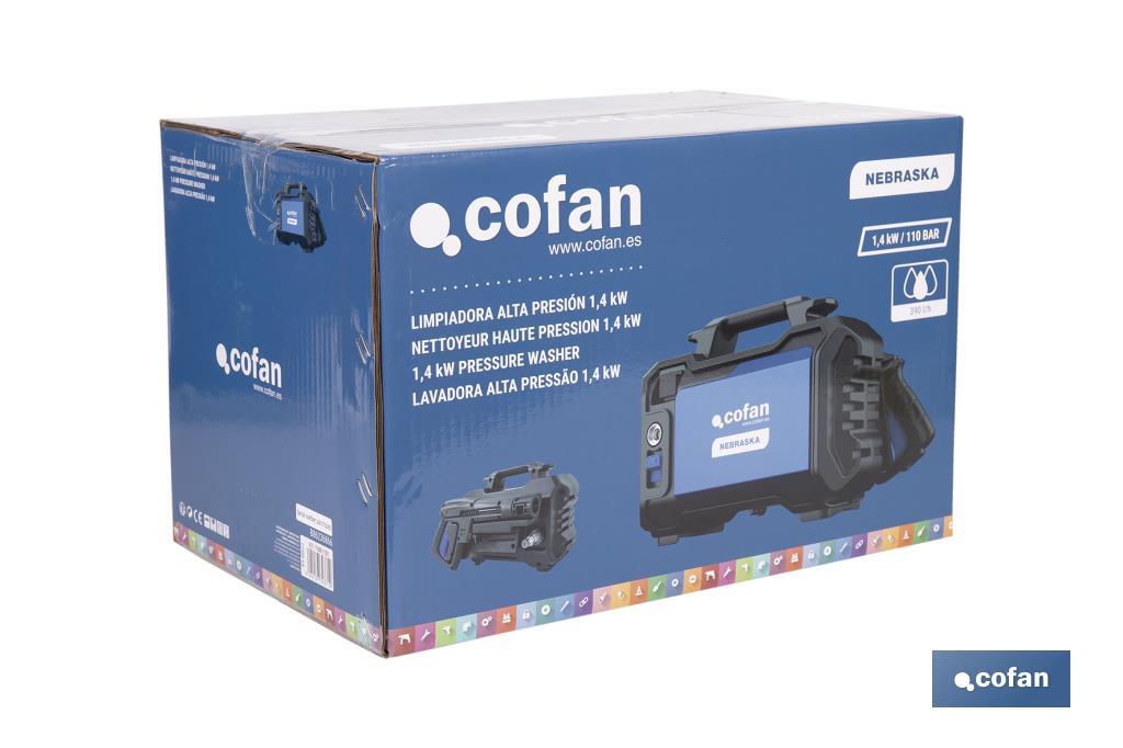 Limpiadora de alta presión | 1400 W | Caudal máximo 330 l/h | Presión máxima 110 bares | Sistema TSS - Cofan