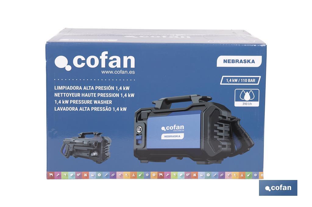 Limpiadora de alta presión | 1400 W | Caudal máximo 330 l/h | Presión máxima 110 bares | Sistema TSS - Cofan