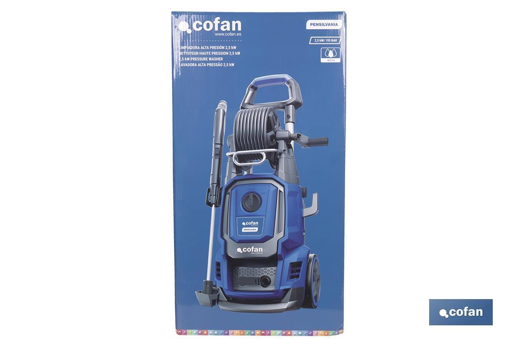 Limpiadora de alta presión | 2500 W | Caudal máximo 468 l/h | Presión máxima 195 bares | Sistema TSS - Cofan