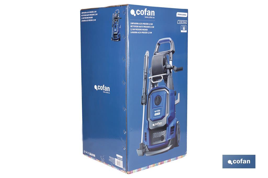 Limpiadora de alta presión | 2500 W | Caudal máximo 468 l/h | Presión máxima 195 bares | Sistema TSS - Cofan