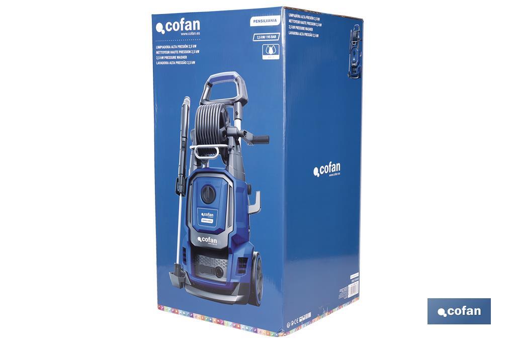 Limpiadora de alta presión | 2500 W | Caudal máximo 468 l/h | Presión máxima 195 bares | Sistema TSS - Cofan