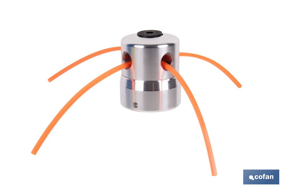 Cabezal multihilo universal para desbrozadora| Compatible con hilo precortado | Incluye llave hexagonal e hilo precortado - Cofan