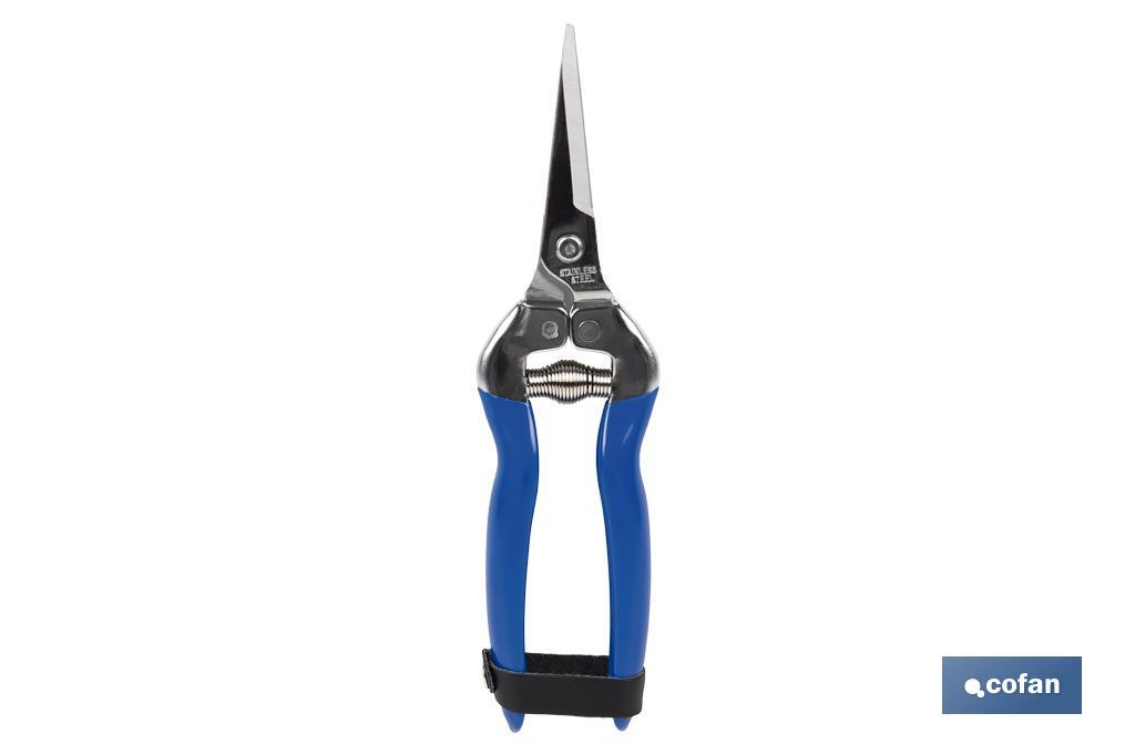 Stainless-steel harvest shears with straight tip and total length of 185mm | Special for gardening works - Cofan