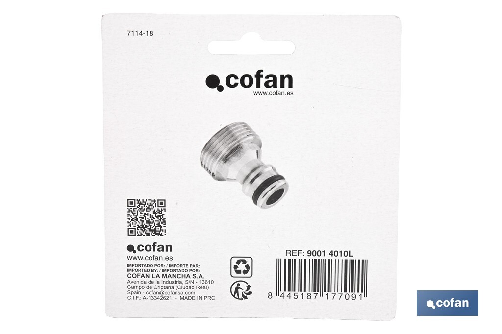 Adattatore di ottone con filettatura maschio da 3/4 pollici | Adatto per tubi | Ideale per il giardinaggio - Cofan