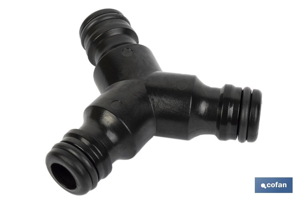 Three-way hose connector for garden hoses | Male thread for connections | Ideal for gardening and agriculture - Cofan