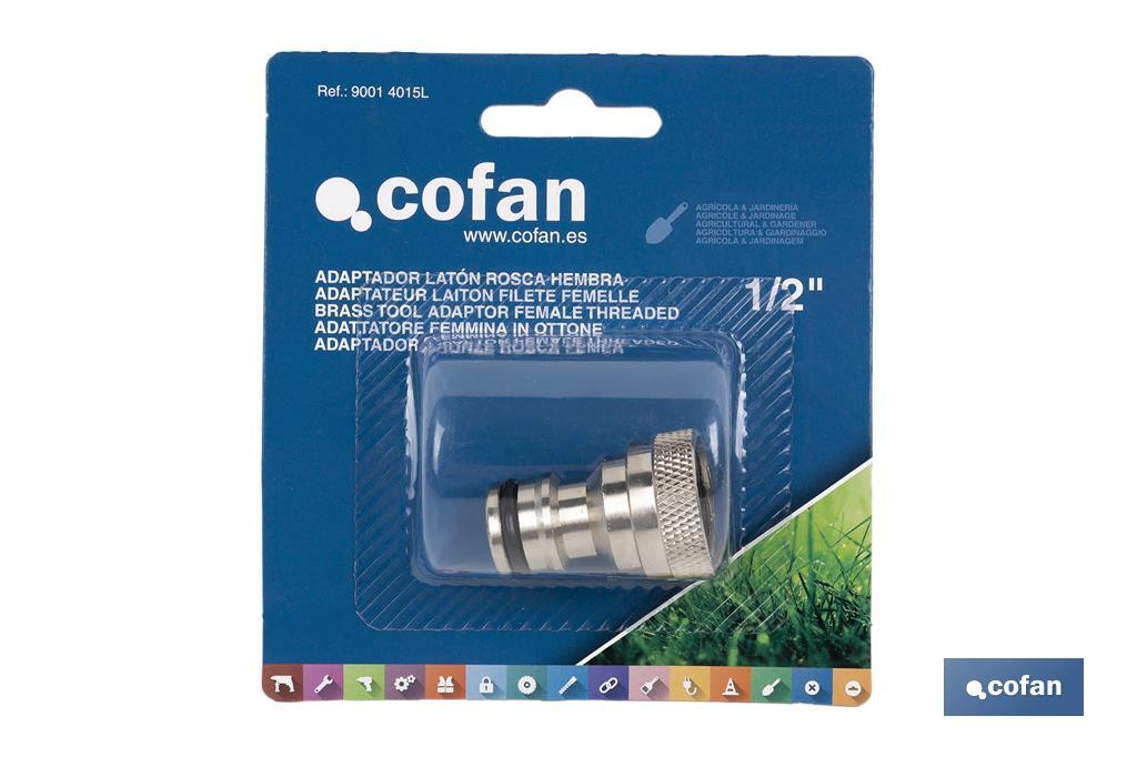 Hose adapter | Female thread | Brass | Suitable for garden hose | Available in different sizes - Cofan