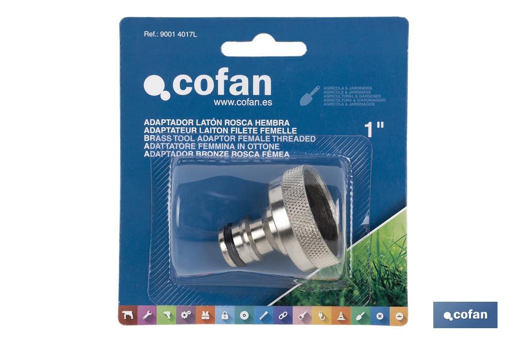 Adaptateur de filetage | Filetage femelle | Laiton | Convient pour tuyau de jardin | Différentes dimensions - Cofan