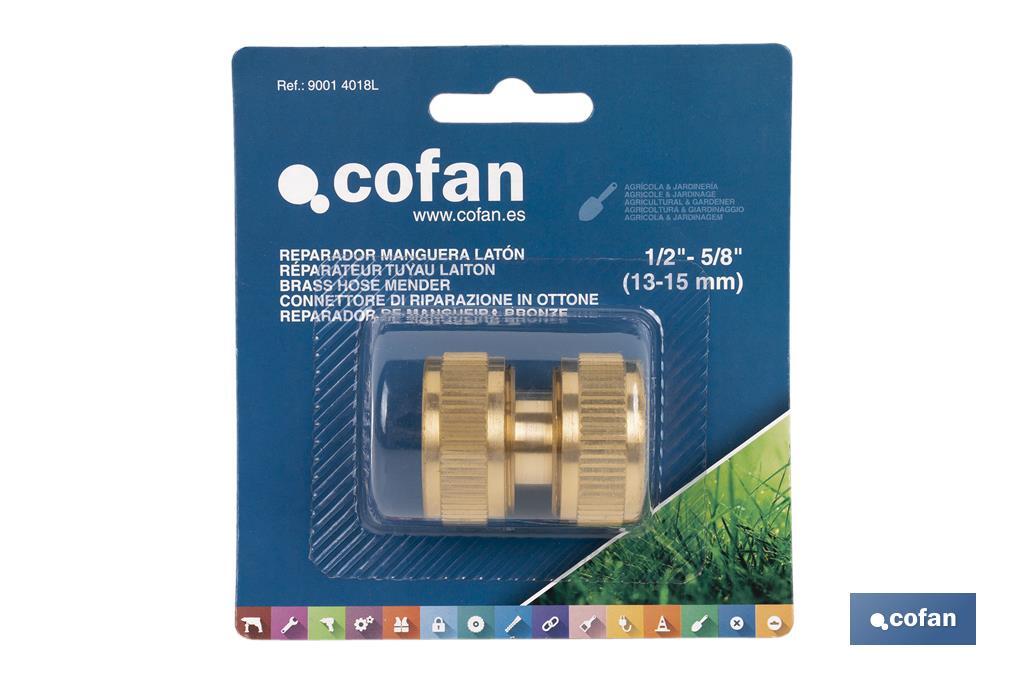 Hose repair connector for irrigation hoses | Available in different sizes | Brass - Cofan