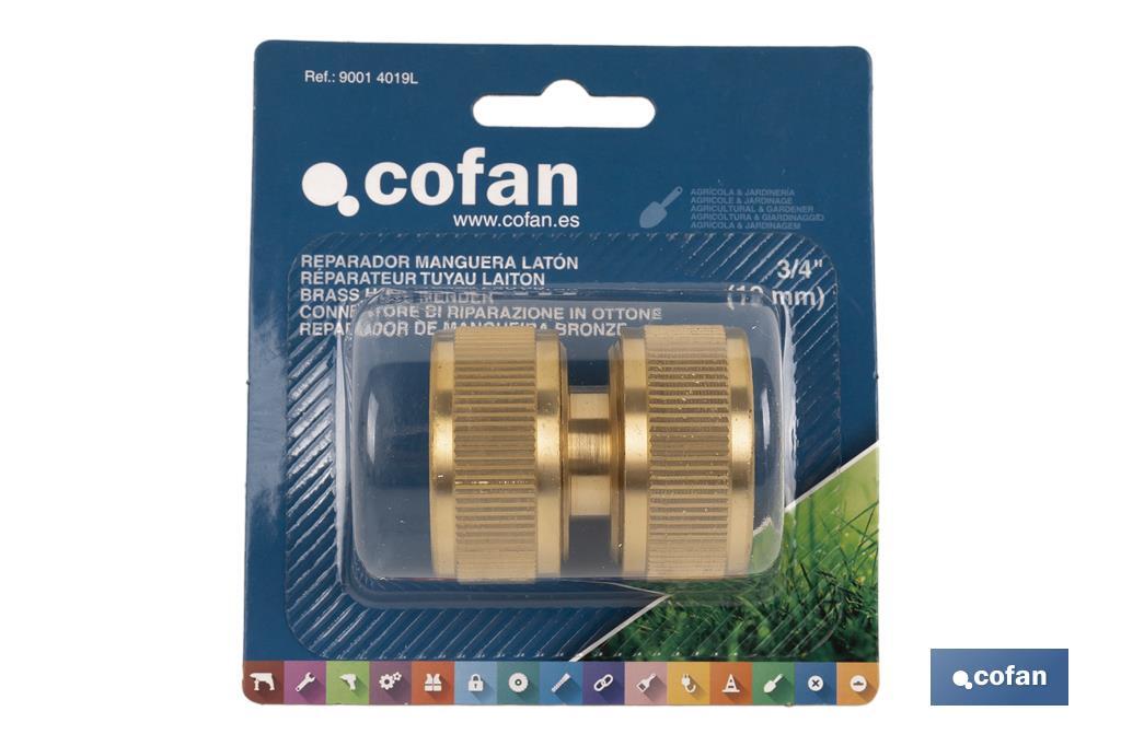 Hose repair connector for irrigation hoses | Available in different sizes | Brass - Cofan