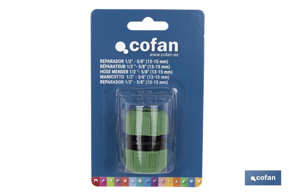 Hose repair connector for irrigation hoses | Available in two sizes | ABS - Cofan