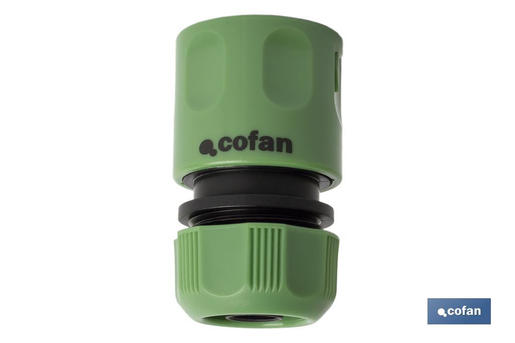 Water stop connector for garden hose | Quick connector | Available in two sizes | Female connector - Cofan