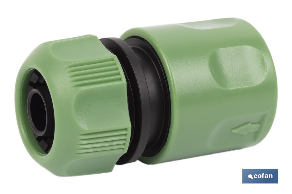 Water stop connector for garden hose | Quick connector | Available in two sizes | Female connector - Cofan