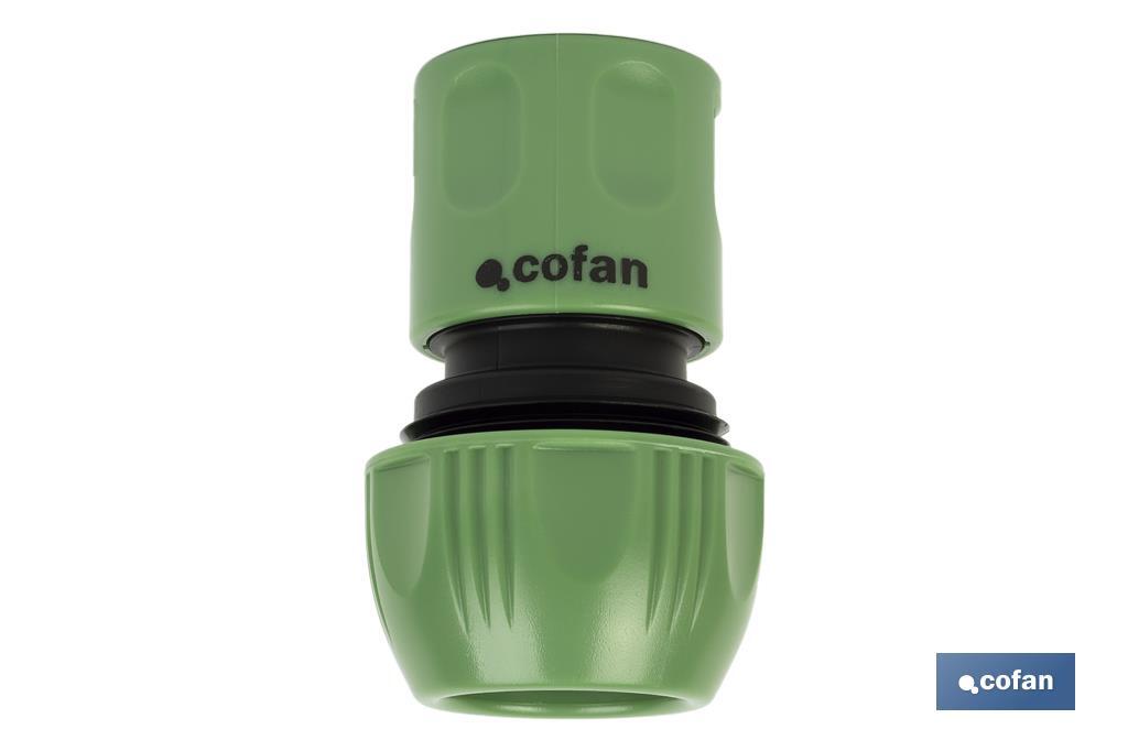 Water stop connector for garden hose | Quick connector | Available in two sizes | Female connector - Cofan