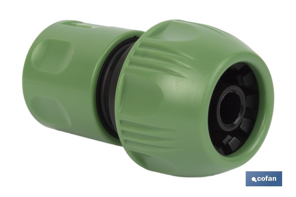 Water stop connector for garden hose | Quick connector | Available in two sizes | Female connector - Cofan