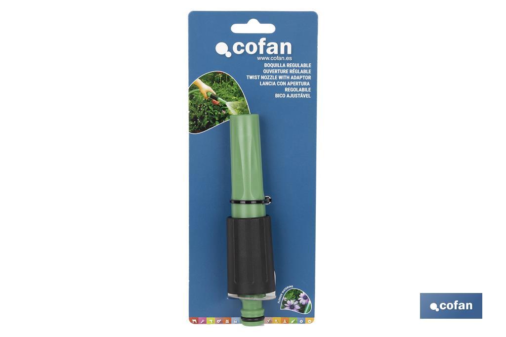 Adjustable nozzle | Available with two spray patterns | Universal hose nozzle - Cofan