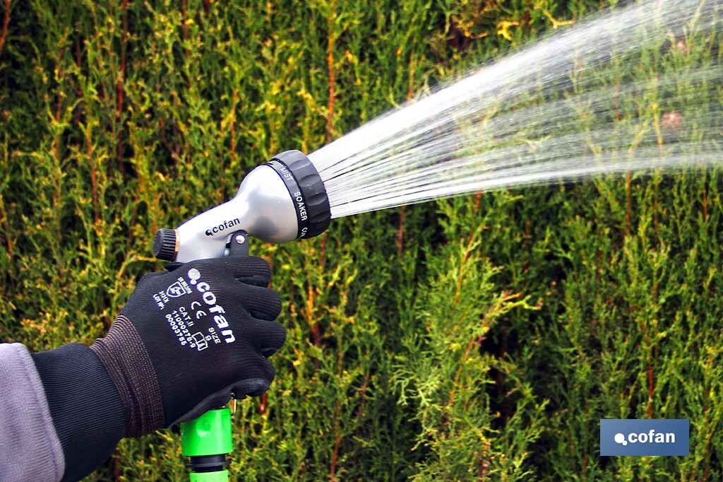 Pistola per irrigazione di metallo | 7 posizioni di nebulizzazione | Ideale per innaffiare la piante o l'erba - Cofan