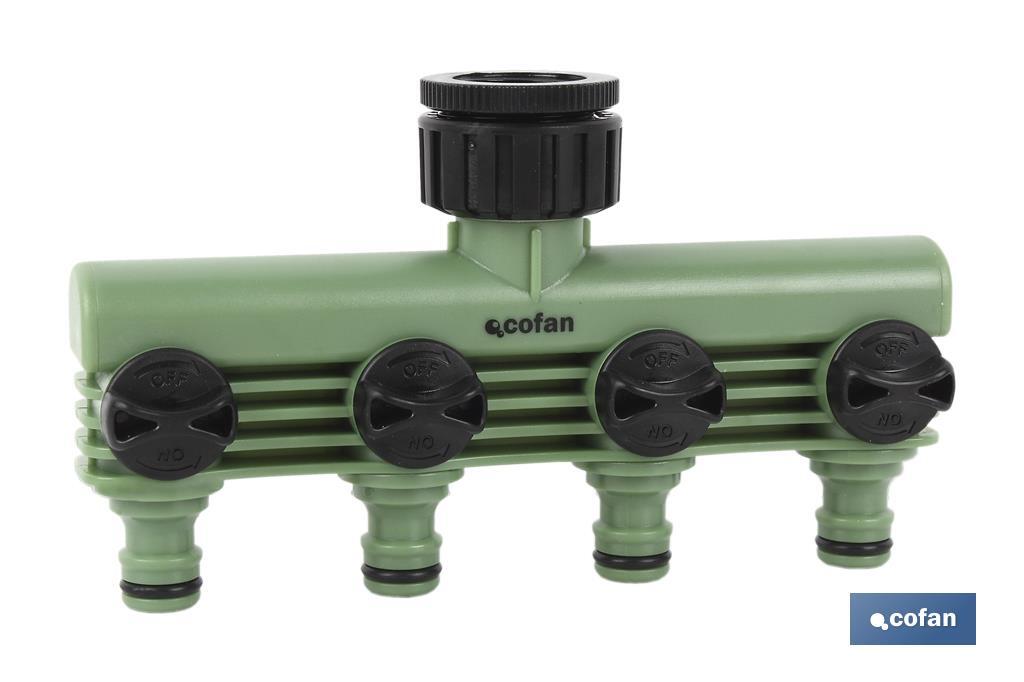 Hose splitter | 4 adjustable outlets | Suitable for garden hoses | With tap adapter - Cofan