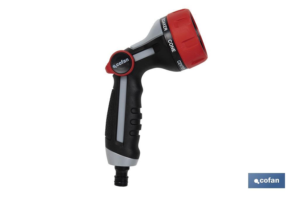 Pistola de riego con 7 modos de flujo y control del caudal con el pulgar - Cofan