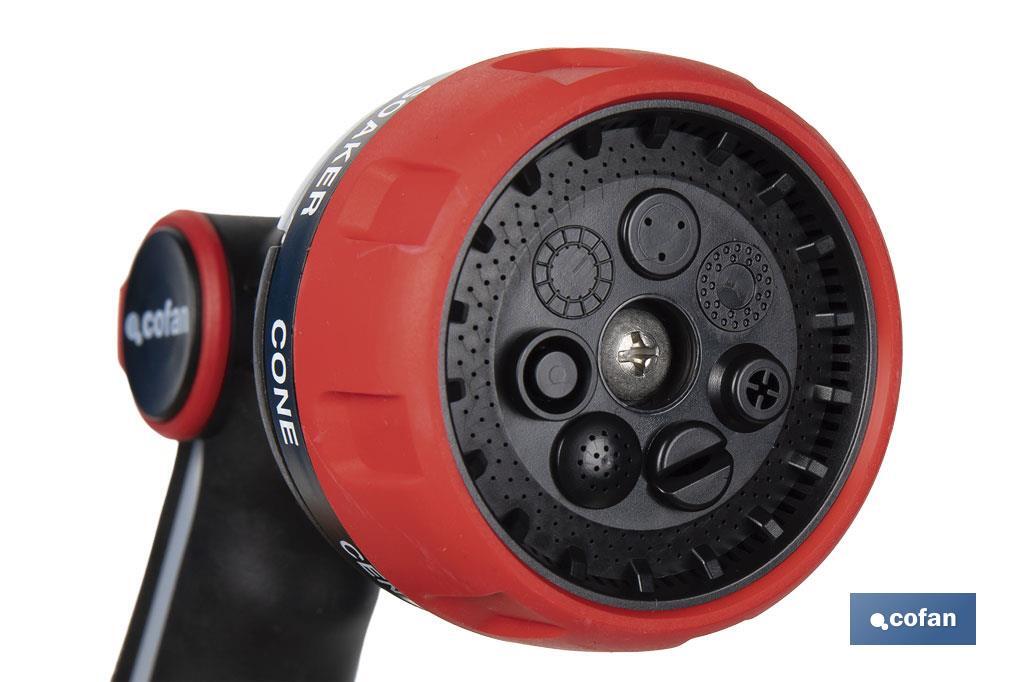 Pistola de riego con 7 modos de flujo y control del caudal con el pulgar - Cofan