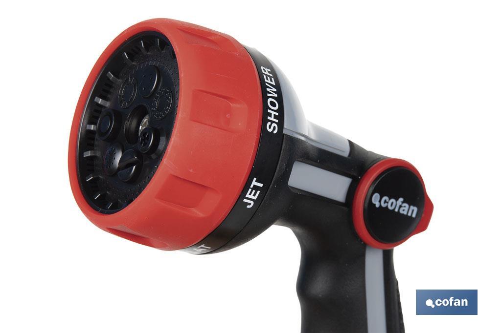 Pistola de riego con 7 modos de flujo y control del caudal con el pulgar - Cofan