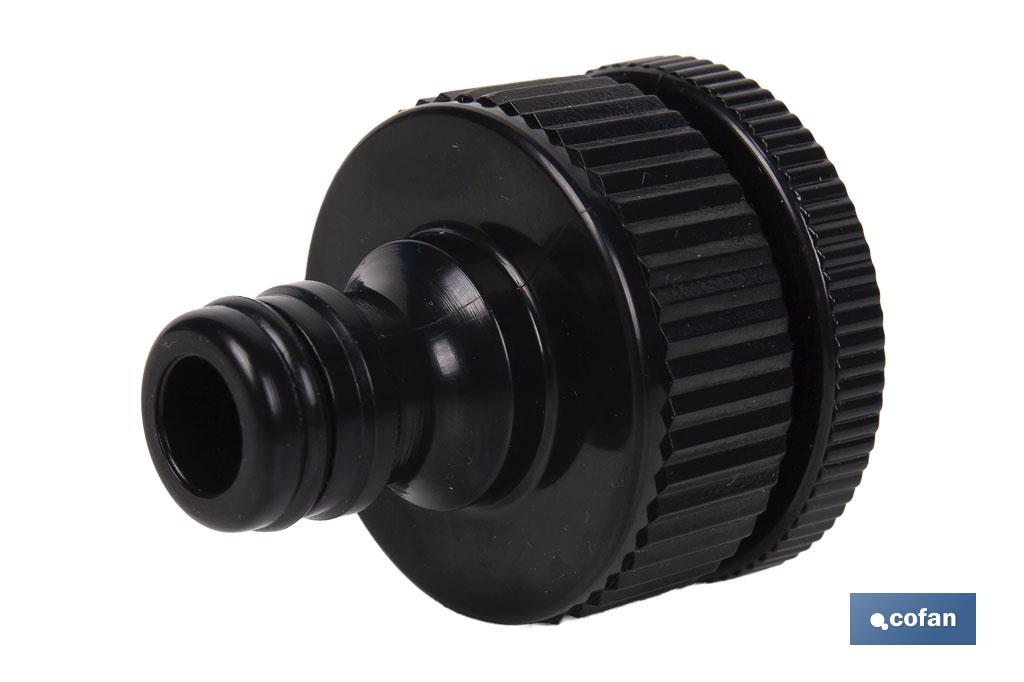 Set de 2 piezas para conectar manguera | Conector con rosca de 1" y adaptador de rosca hembra de 3/4" - Cofan
