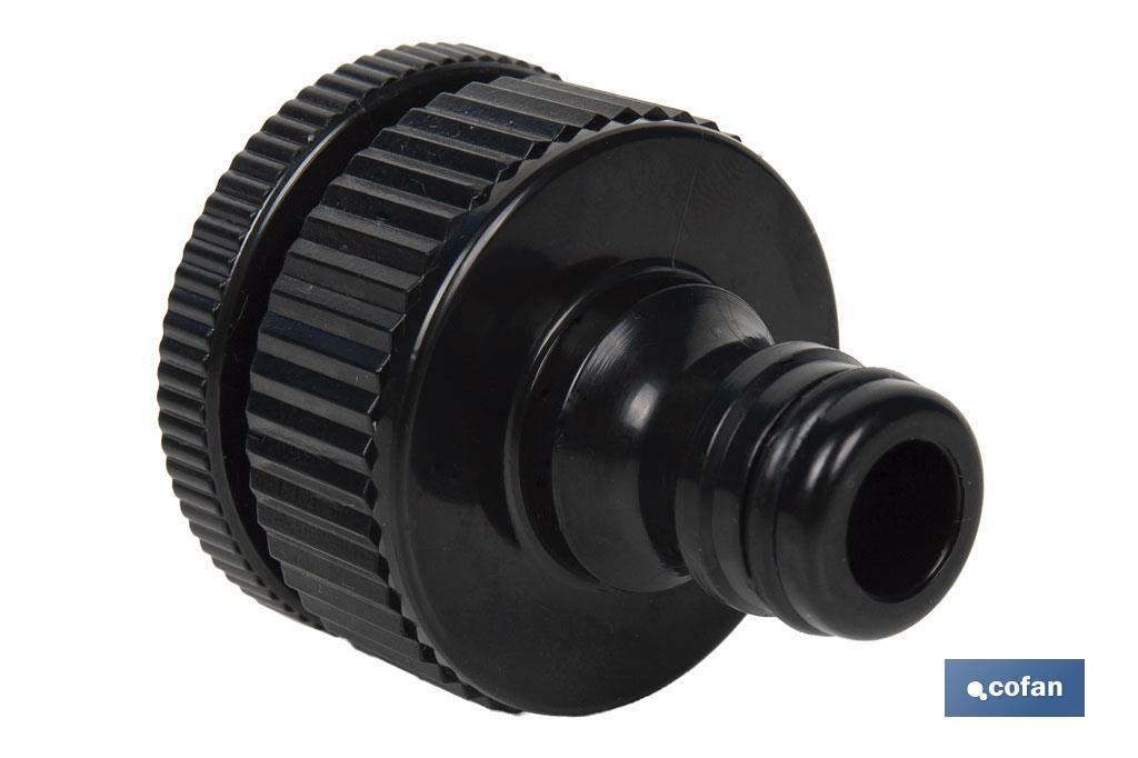 Set de 2 piezas para conectar manguera | Conector con rosca de 1" y adaptador de rosca hembra de 3/4" - Cofan
