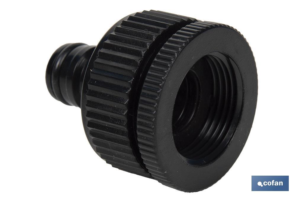 Set de 2 piezas para conectar manguera | Conector con rosca de 1" y adaptador de rosca hembra de 3/4" - Cofan