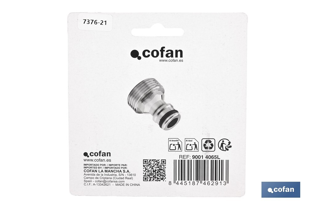Adattatore di ottone con filettatura maschio da 3/4 pollici | Adatto per tubi | Ideale per il giardinaggio - Cofan