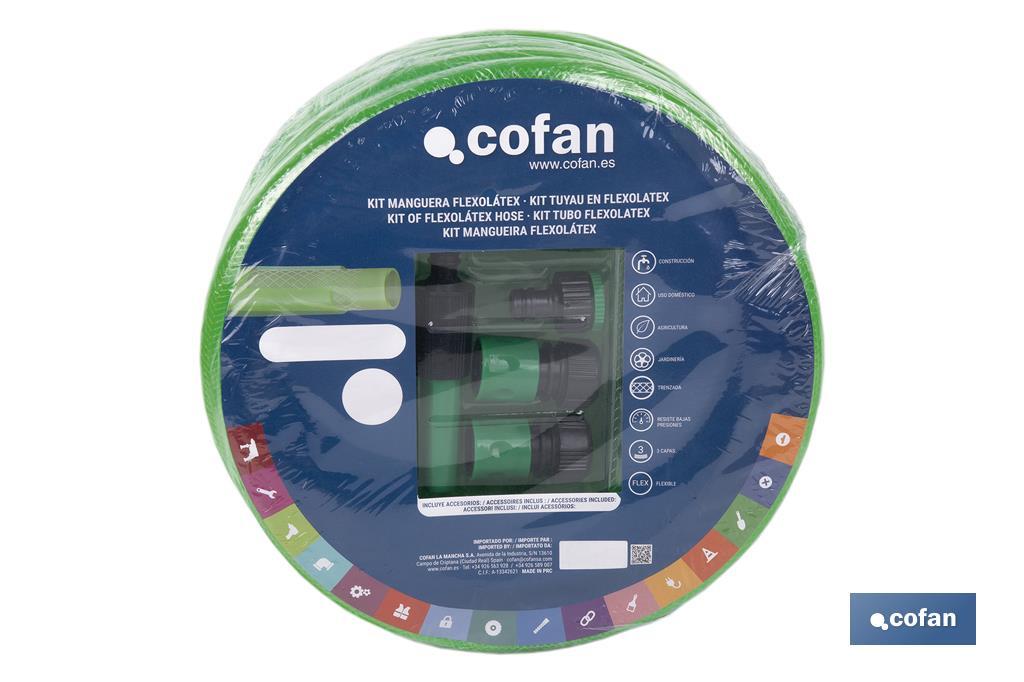 Kit de mangueira Flexolátex Traslúcido | Diferentes medidas e diâmetros | Com Acessórios - Cofan