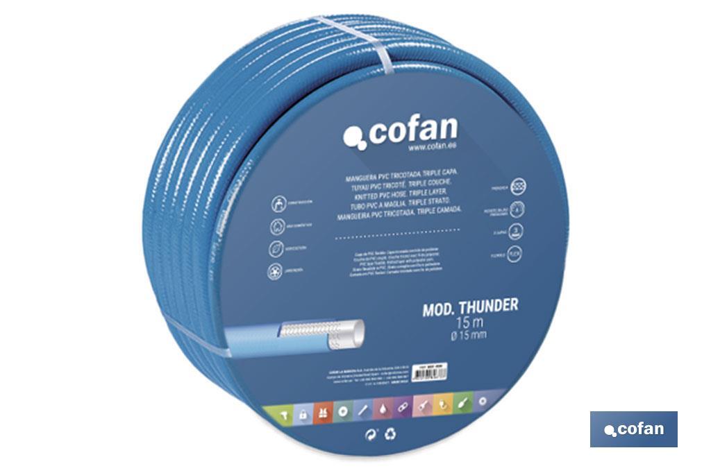 Garden hose | Thunder Model | 3 knitted layered hose | PVC | Blue - Cofan