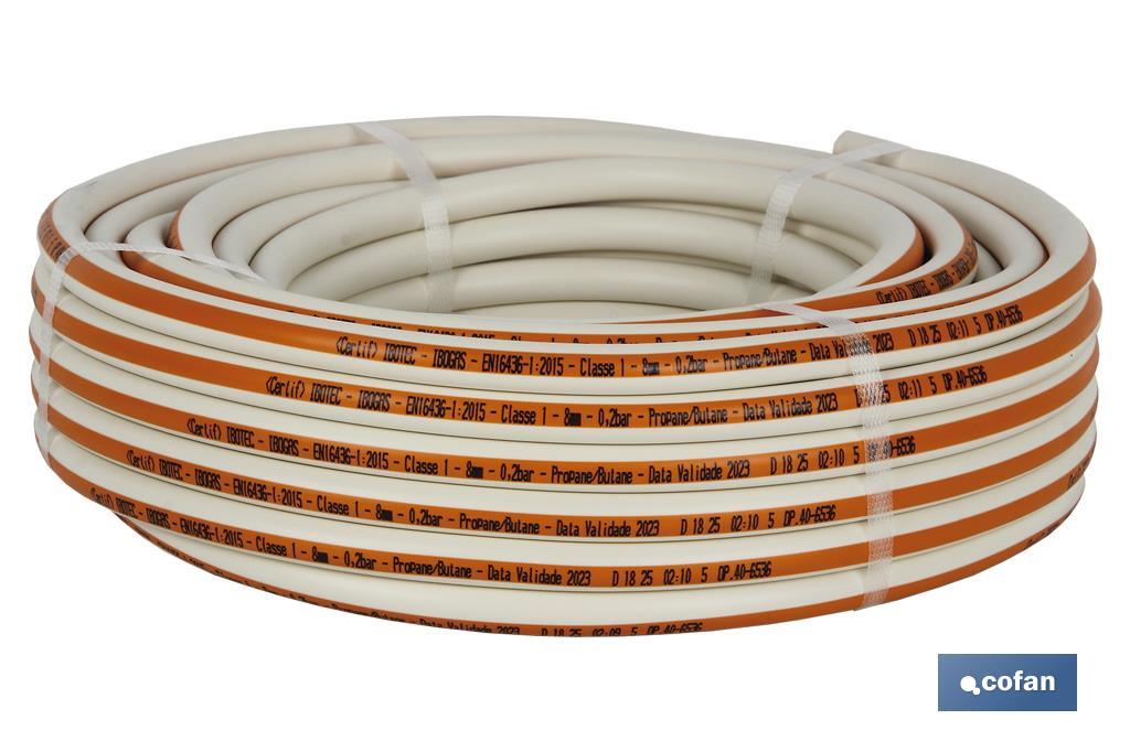 Rollo de Tubo de Gas Butano Flexible | Uso específico para Portugal | Medidas: 8 mm x 25 m - Cofan