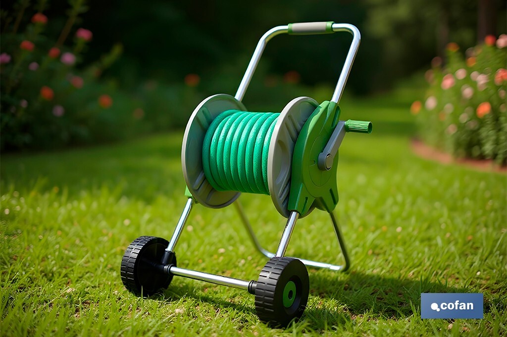 Avvolgitubo con ruote | Carrello per tubi portatile | Facile e comodo da trasportare | Pratico e versatile per il giardino - Cofan