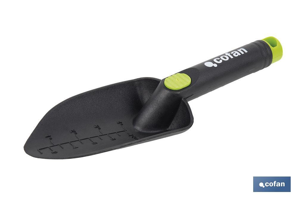 Trasplantador de nylon resistente para jardinería | Con escala y ancho de trabajo de 80 mm - Cofan
