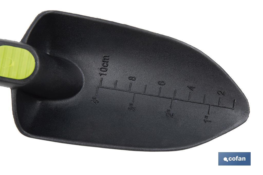 Trasplantador de nylon resistente para jardinería | Con escala y ancho de trabajo de 80 mm - Cofan