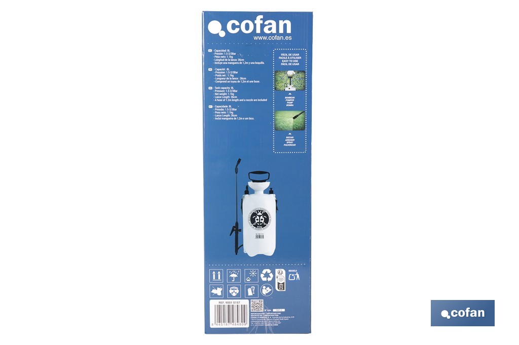 Pulverizador de presión manual | Adecuado para jardín, huerto y árboles frutales | Disponible en diferentes capacidades - Cofan