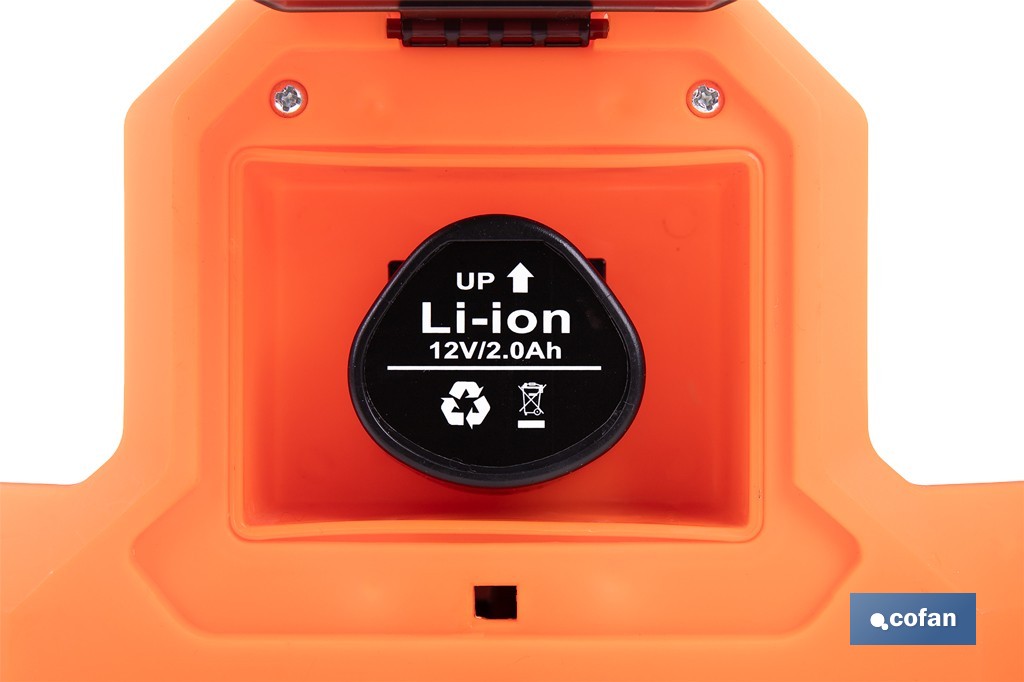 Pulverizador de espalda eléctrico | Sulfatadora a batería Li-Ion 12 V 2.0 Ah | Disponible en diferentes capacidades - Cofan