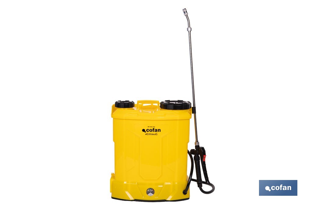 Pulverizador de espalda eléctrico | Batería de litio de 12 V | Lanza de 58 cm con correas acolchadas | Disponible en dos capacidades diferentes - Cofan