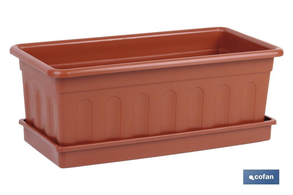 Brown rectangular plant pot | Azahar Model | Available in several sizes | Polypropylene - Cofan