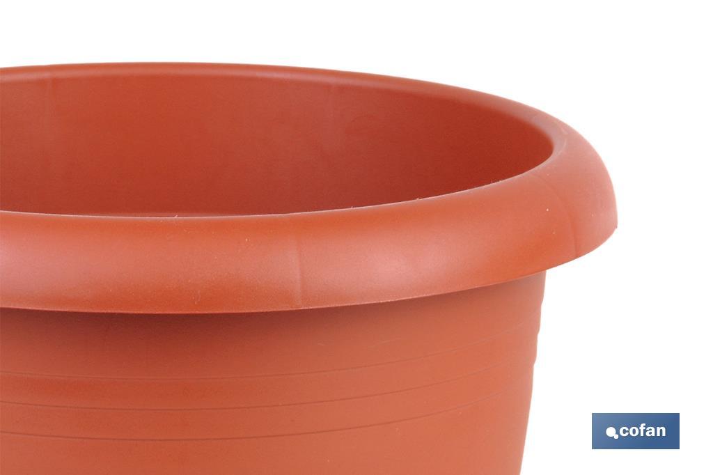 Vaso rotondo con sottovaso | Per piante e fiori | Ideale sia per l'interno che l'esterno - Cofan