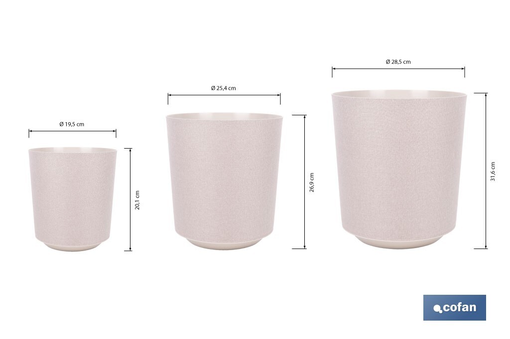 Pots de fleurs décoratifs d'intérieur | Pots de fleurs ronds | Matériau : Polypropylène | Disponibles en différentes couleurs et dimensions - Cofan