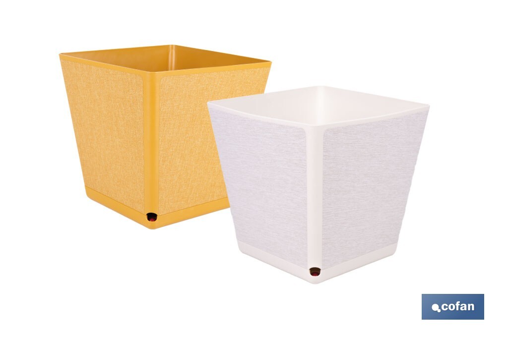 Pot de fleurs décoratif d'intérieur | Pot de fleurs carré avec soucoupe intégrée | Avec indicateur d'arrosage | Disponibles en plusieurs couleurs et dimensions - Cofan
