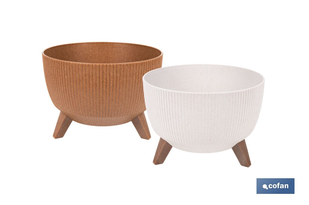 Decorative plant pots with detachable legs | Round ribbed plant pot | UV-resistance | Available in different colours and sizes  - Cofan