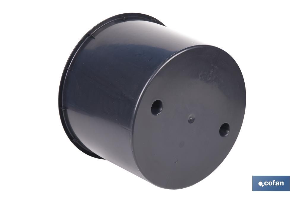 Maceteros cónicos decorativos con depósito | Color: negro | Resistentes para los UV | Material: polipropileno | Disponibles en diferentes medidas - Cofan