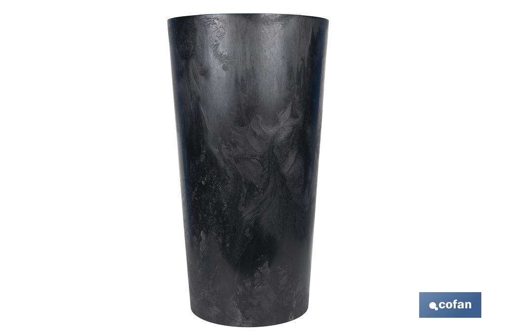Maceteros cónicos decorativos con depósito | Color: negro | Resistentes para los UV | Material: polipropileno | Disponibles en diferentes medidas - Cofan